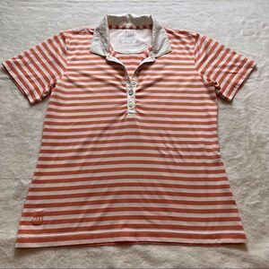 Kate Lord White and Coral Golf Polo shirt Size Medium